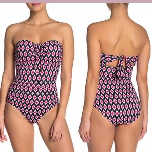 NWT Tommy Bahama Pink Strapless One-Piece Ruched Swimsuit SZ 6